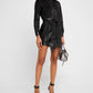 Alice + Olivia - Chassidy Vegan Leather Mini Shirt Dress