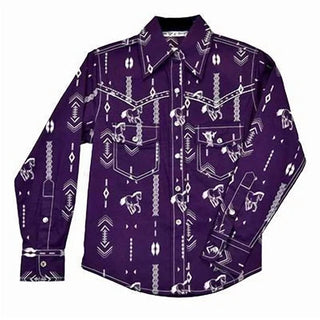 Cowboy Hardware - Camisa de manga comprida com estampa asteca para jovens