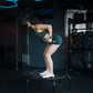 Trampolim de fitness leve para ambientes internos JumpSport 350 de 39", preto com estrutura branca