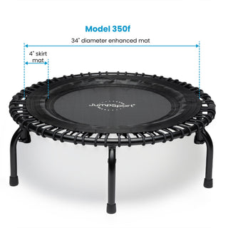 JumpSport 350f Trampolim de fitness dobrável leve de 39 polegadas para ambientes internos, preto