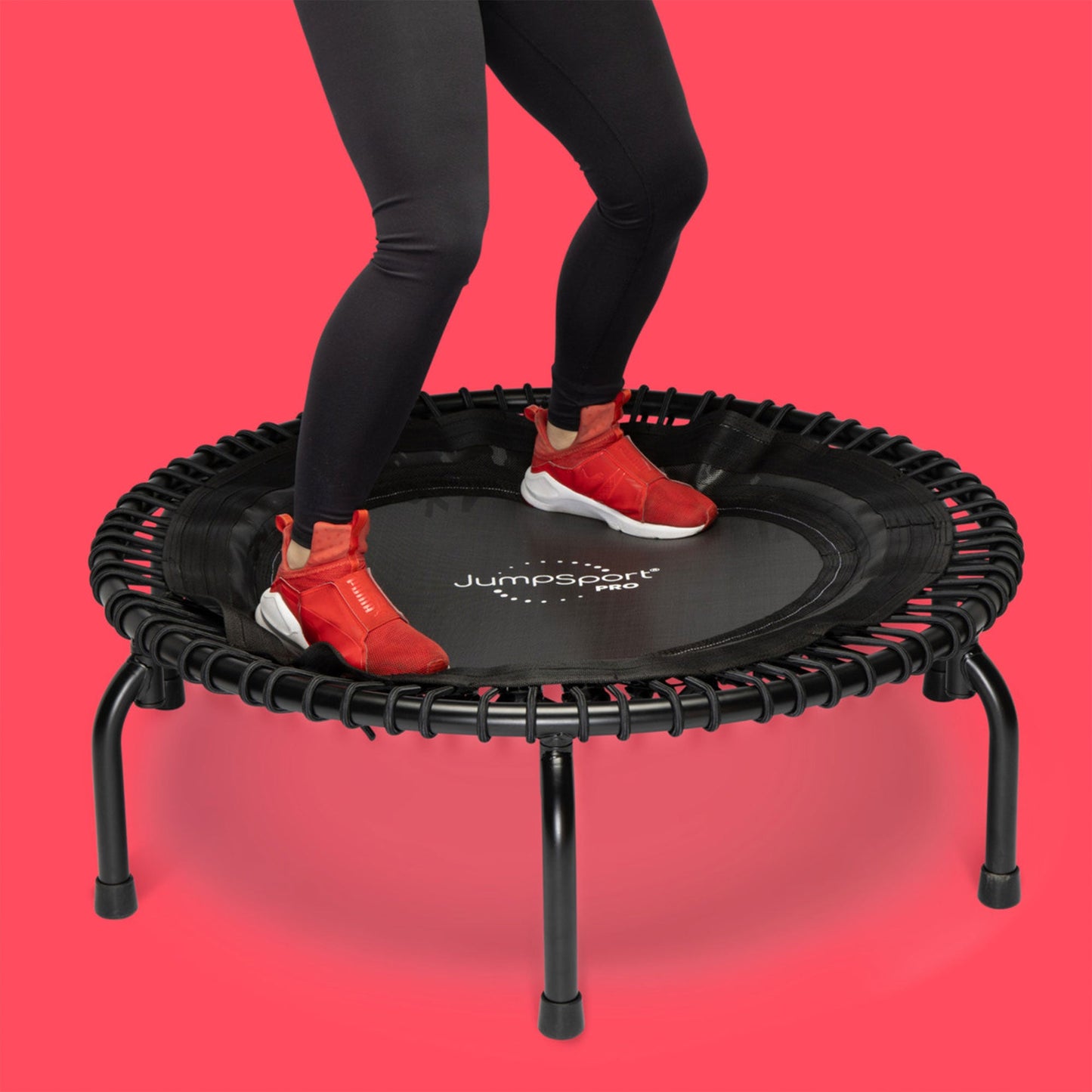JumpSport 370 Home Gym Trampolim de Fitness Reforçado de 39" com DVD 4 em 1, Preto