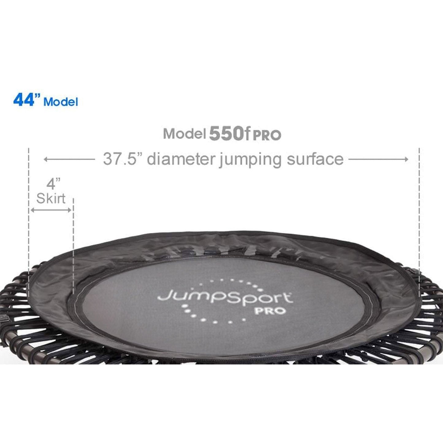 JumpSport 550f PRO Trampolim de fitness dobrável leve para ambientes internos de 44 polegadas, preto