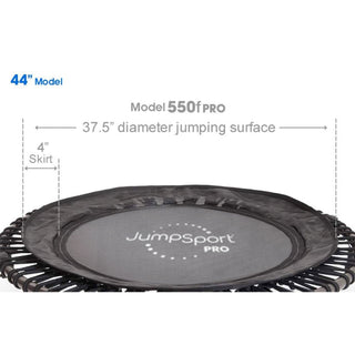 JumpSport 550f PRO Trampolim de fitness dobrável leve para ambientes internos de 44 polegadas, preto