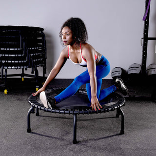 JumpSport 550f PRO Trampolim de fitness dobrável leve para ambientes internos de 44 polegadas, preto