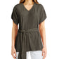 Alfani Plus Size Belted V-Neck Top