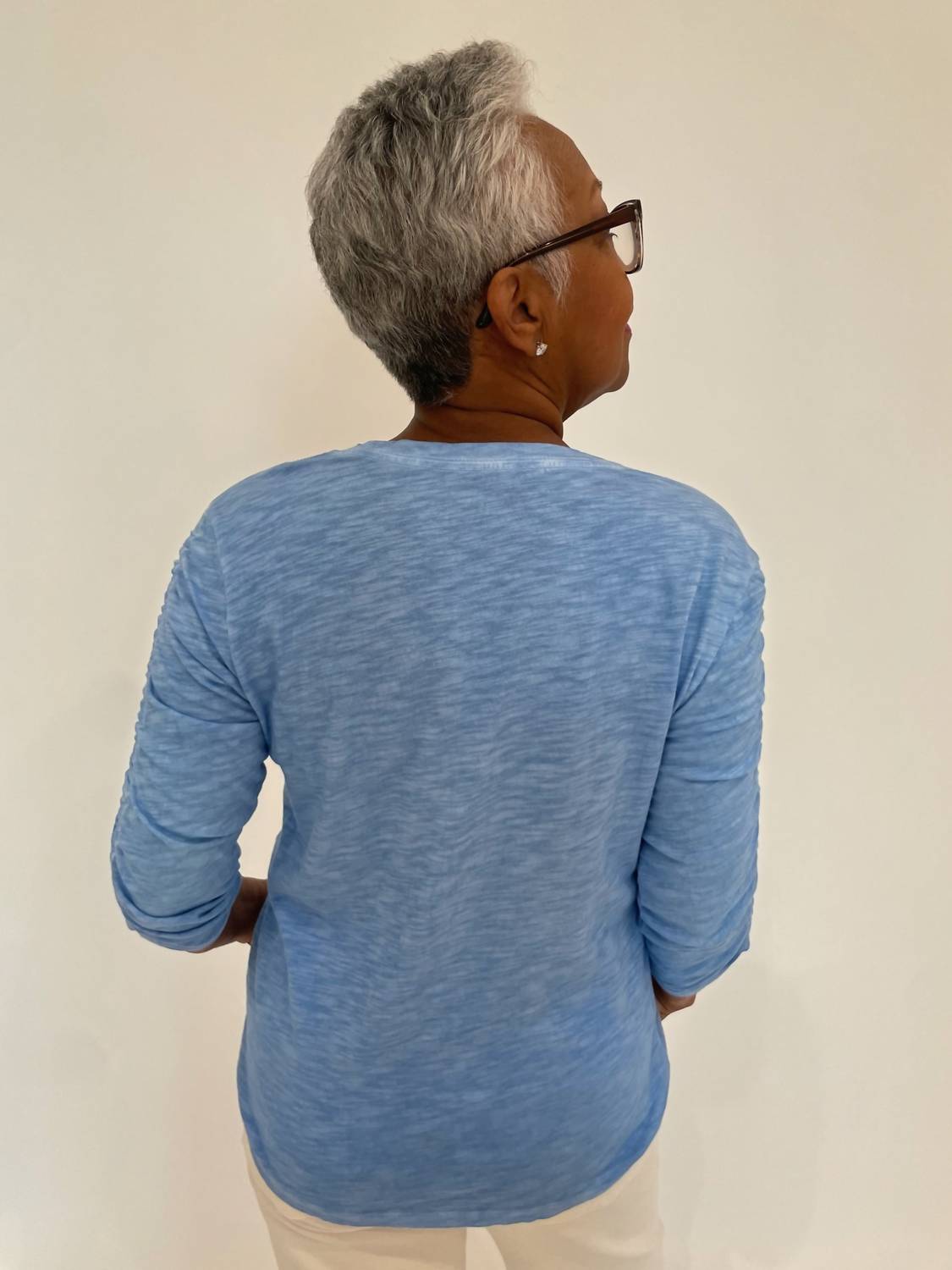 Elliott Lauren - Hannah Crew Neck Ruched Sleeve Tee