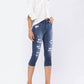 Judy Blue - Mid-rise Contrast Patch Skinny Capri Jeans - Plus Size