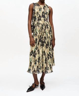 Ganni - Vestido midi com pregas estampadas e alças