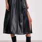Elan - Faux Leather Drawstring Skirt