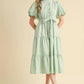 &Merci - Stripe Button Down Ruffle Midi Dress