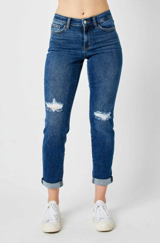 Judy Blue - Calça Jeans Destroy Slim de Cintura Média