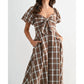 Camellia - Jori Plaid Tie Front Midi Dress