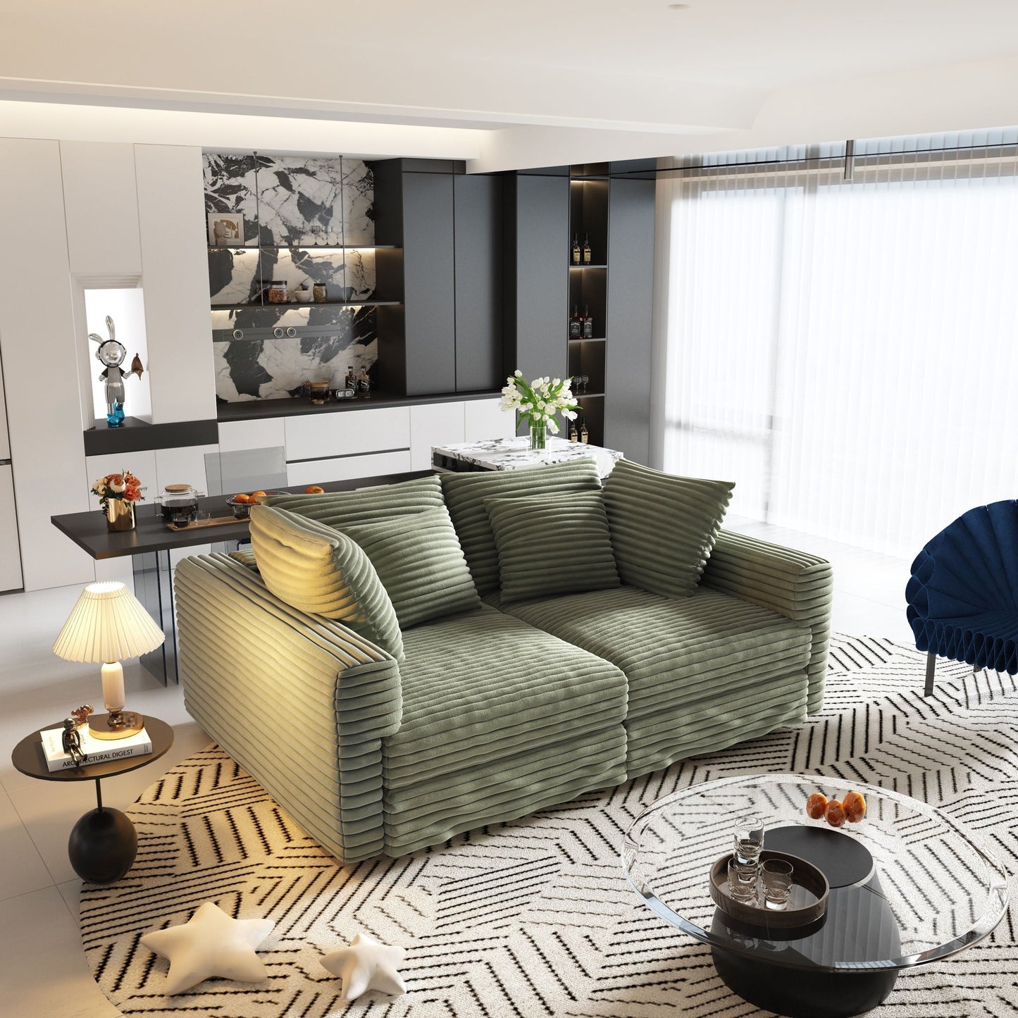 4 Seat Sofa, Modern Comfy Upholstered Sofa Cloud Couch, Deep Seat Couches With Soft Pillows