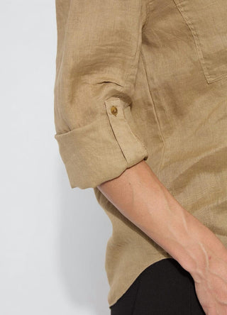 Camisa utilitária de linho Lysse - Roe Roll Tab