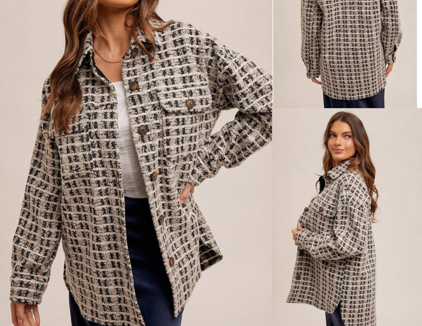 Hem & Thread - Houndstooth Boucle Shacket