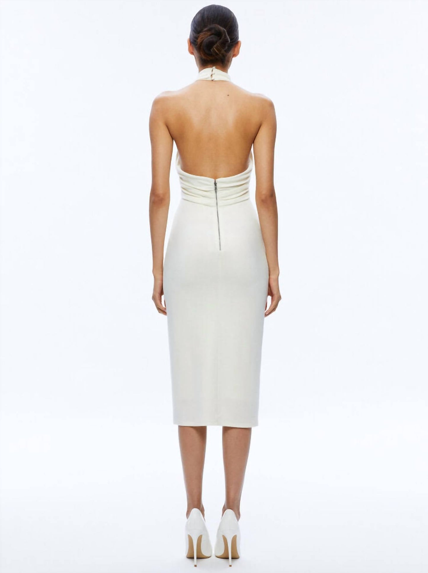 Alice + Olivia - Suellen Twist Neck Halter Midi Dress