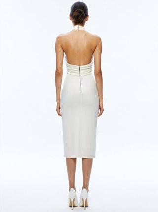 Alice + Olivia - Suellen Twist Neck Halter Midi Dress