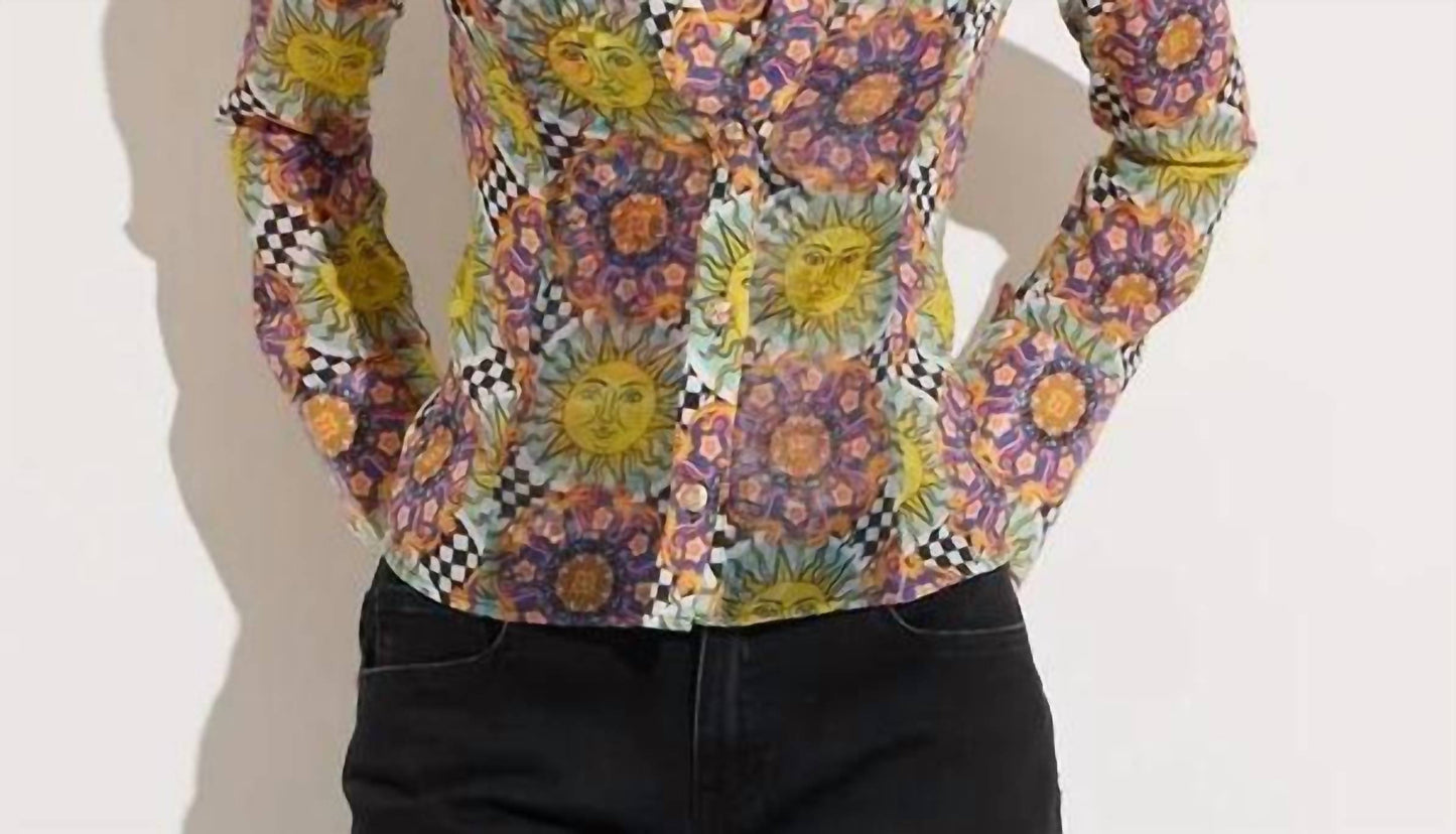 Oolala - Sunburst Organza Sleeve Blouse With Matching Tank Top