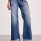 Elan - Cuffed Bottom Denim Wash Wide Leg Jeans