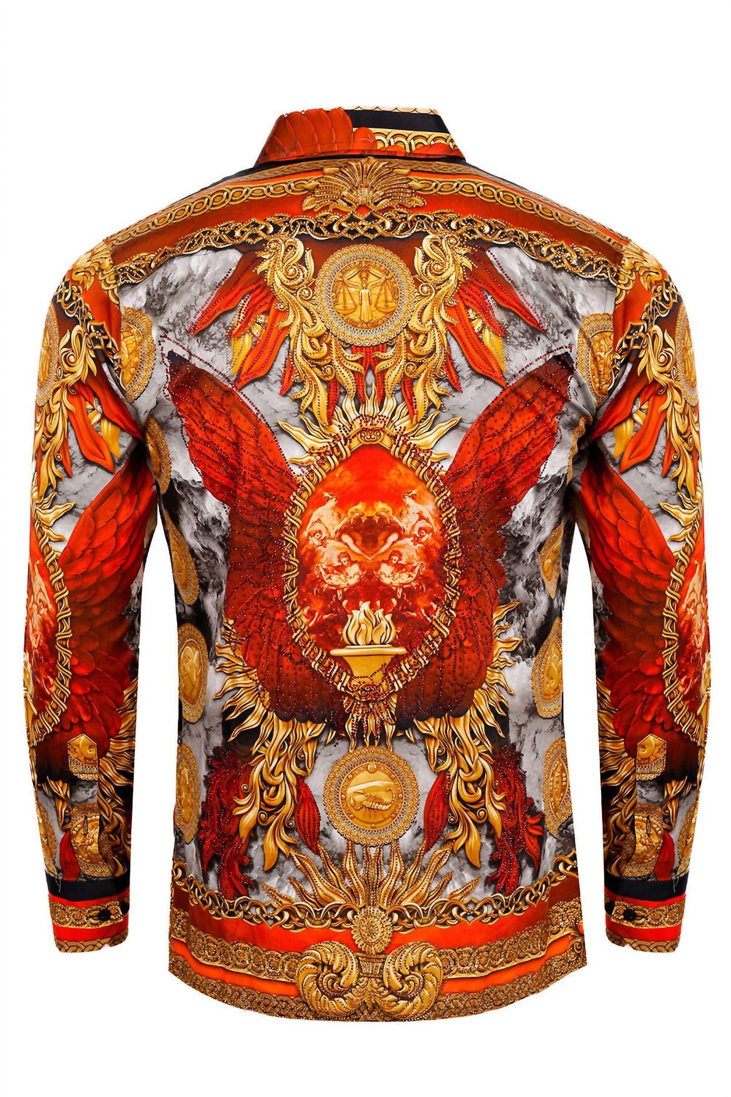 Barabas - Men's Striking Look Rhinestone Long Sleeve Shirt