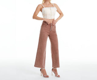 Bayeas - High Rise Wide Leg Twill Pants