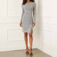 Karen Kane - Long Sleeve Shirred Metallic Dress