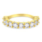 14K Yellow Gold Plated .925 Sterling Silver 2.00 Cttw Shared Prong Set Round-Diamond 11 Stone Band Ring (J-K Color, I1-I2 Clarity) - Size 7