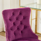 Office Chair Modern Velvet Upholstered Tufted Button (Purple)