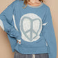 Pol - Round Neck Long Sleeve Thermal Knit Patch Top