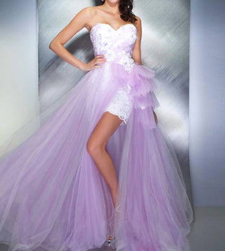 Mac Duggal - Vestido corpete com lantejoulas e saia de renda