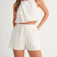 Mable - Eyelet Bubble Hem Sleeveless Top And Shorts Set