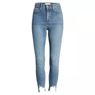 Topshop - Calça Jeans Skinny Jamie Cintura Alta Denim Elástico Bainhas Mastigadas