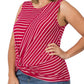 Zenana - Striped Knot Front Tank Top