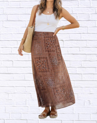 Diva Usa - Boho Patchwork Printed Maxi Skirt