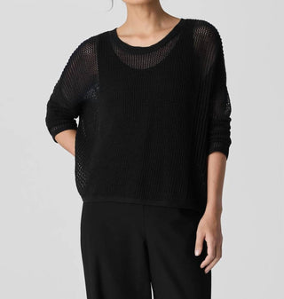 Eileen Fisher - Linen Cotton Cord Crew Neck Top Sweaters