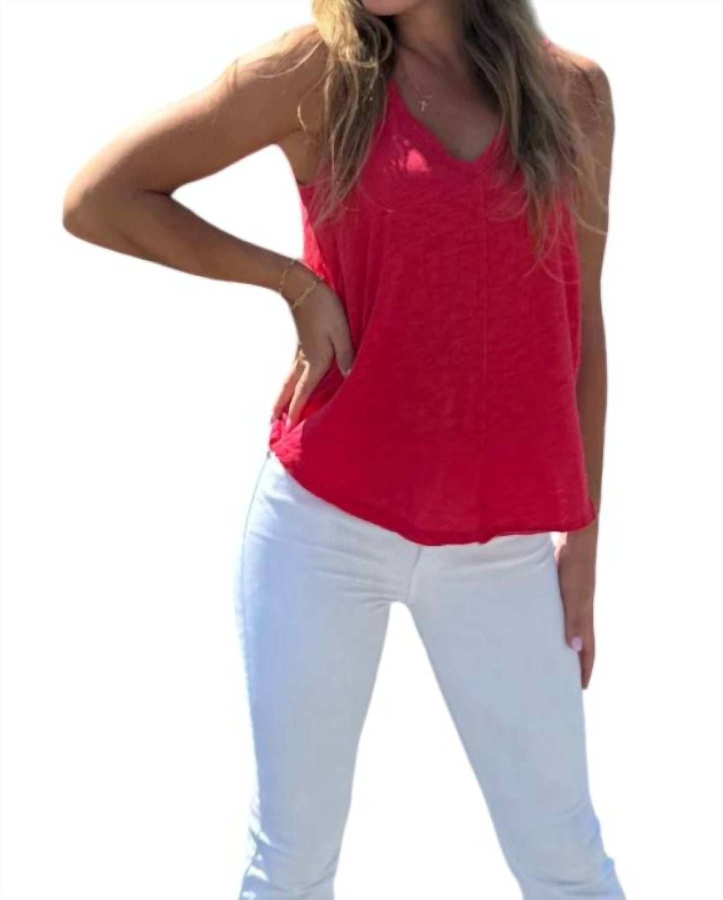 Bobi - V Neck Tank with Center Front Seam