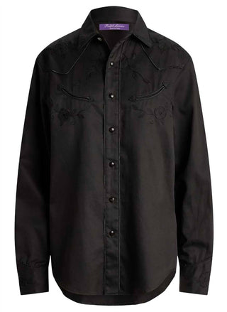 Ralph Lauren - Camisa de manga comprida com botões e frente Corrine