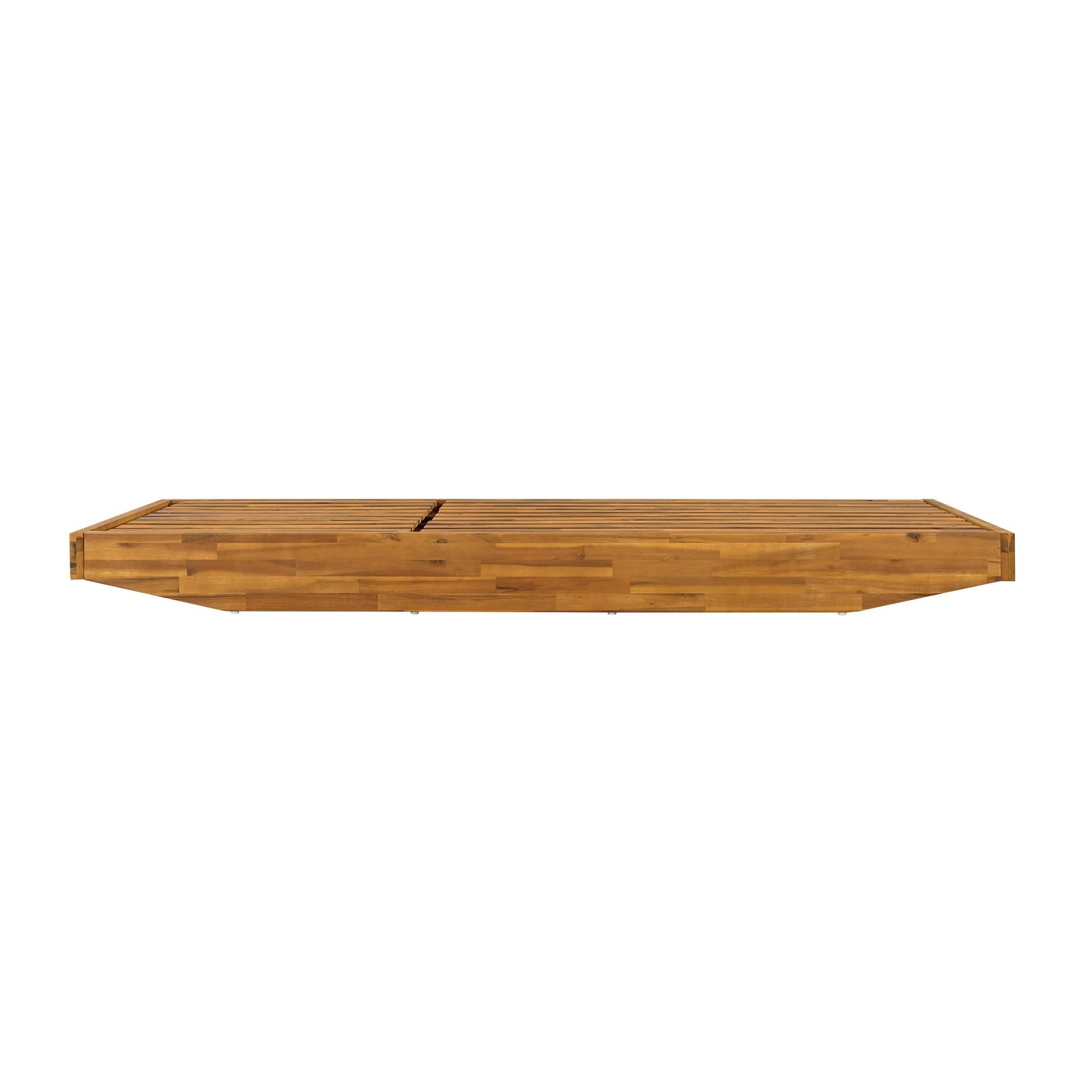 Acacia Wood Chaise Lounge with Cushion - Teak Finish