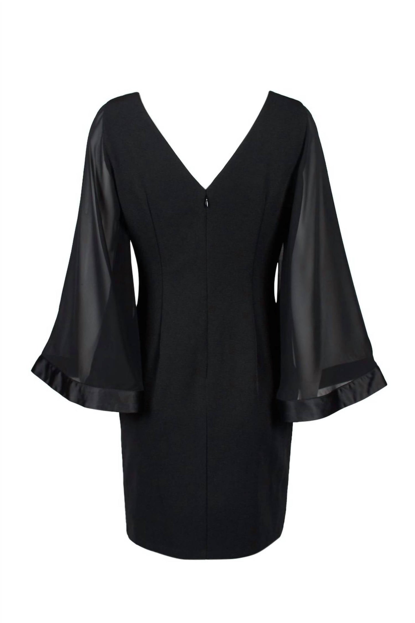 Adrianna Papell - Long Sleeve Zipper Back Solid Ottoman Chiffon Dress - Plus