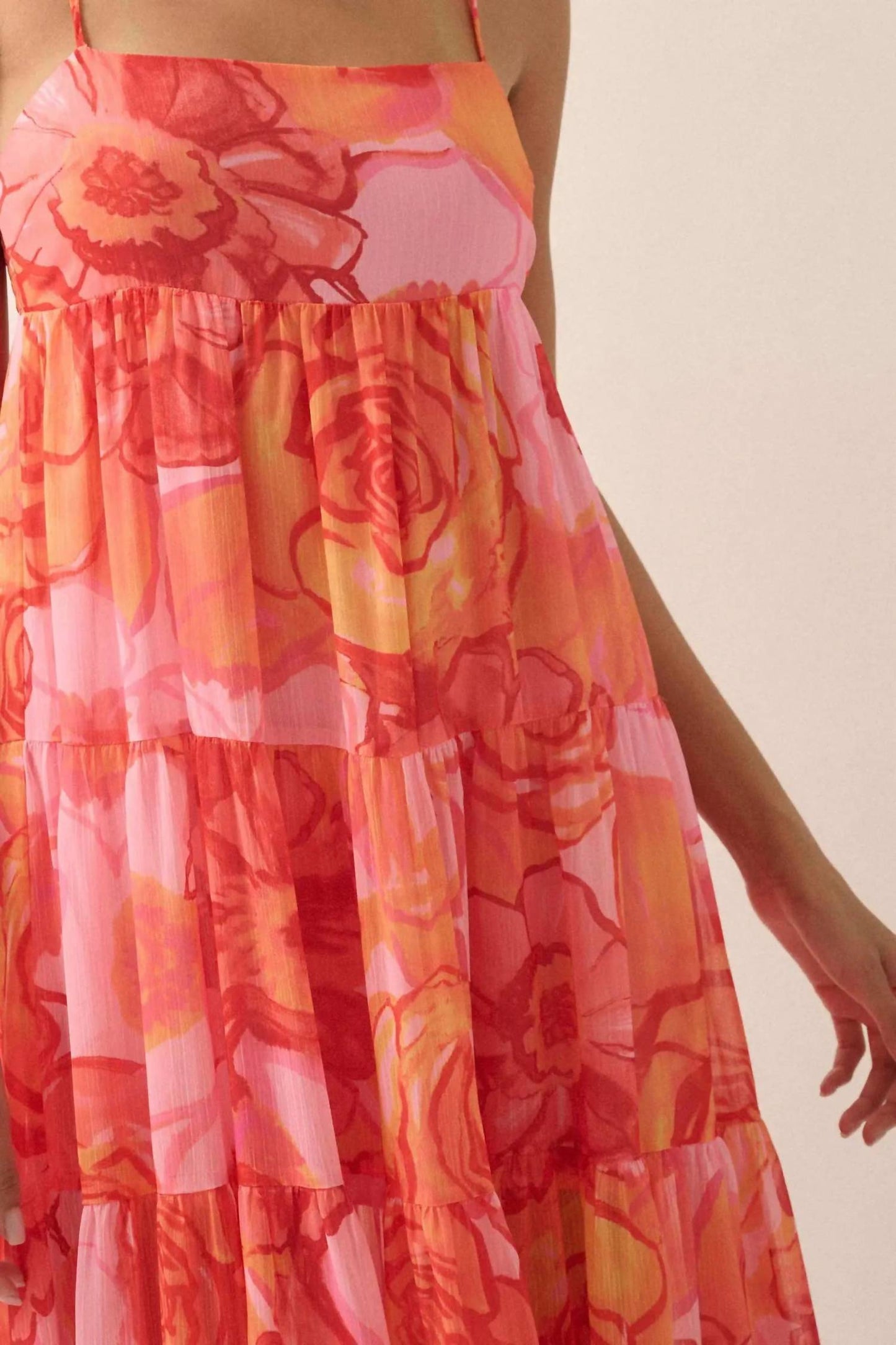 Promesa - Blooming Bliss Floral Chiffon Tiered Maxi Dress