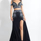 Rachel Allan - Beaded Jersey Two-piece Gown With Slit