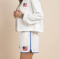 Sadie & Sage - Flag Embroidery Zip Up Collar Jacket