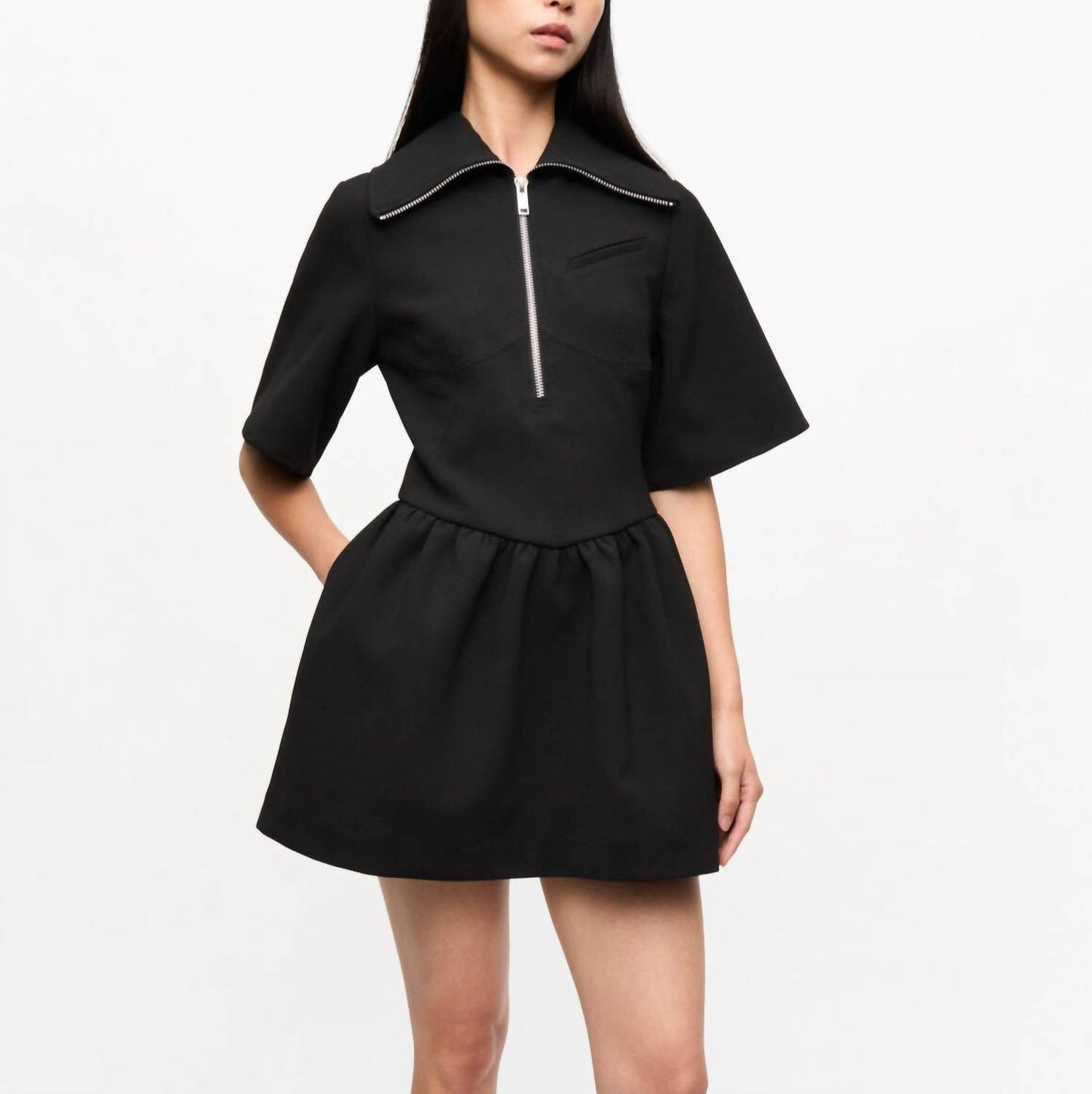 Ganni - Women's Bonded Crepe Mini Dress