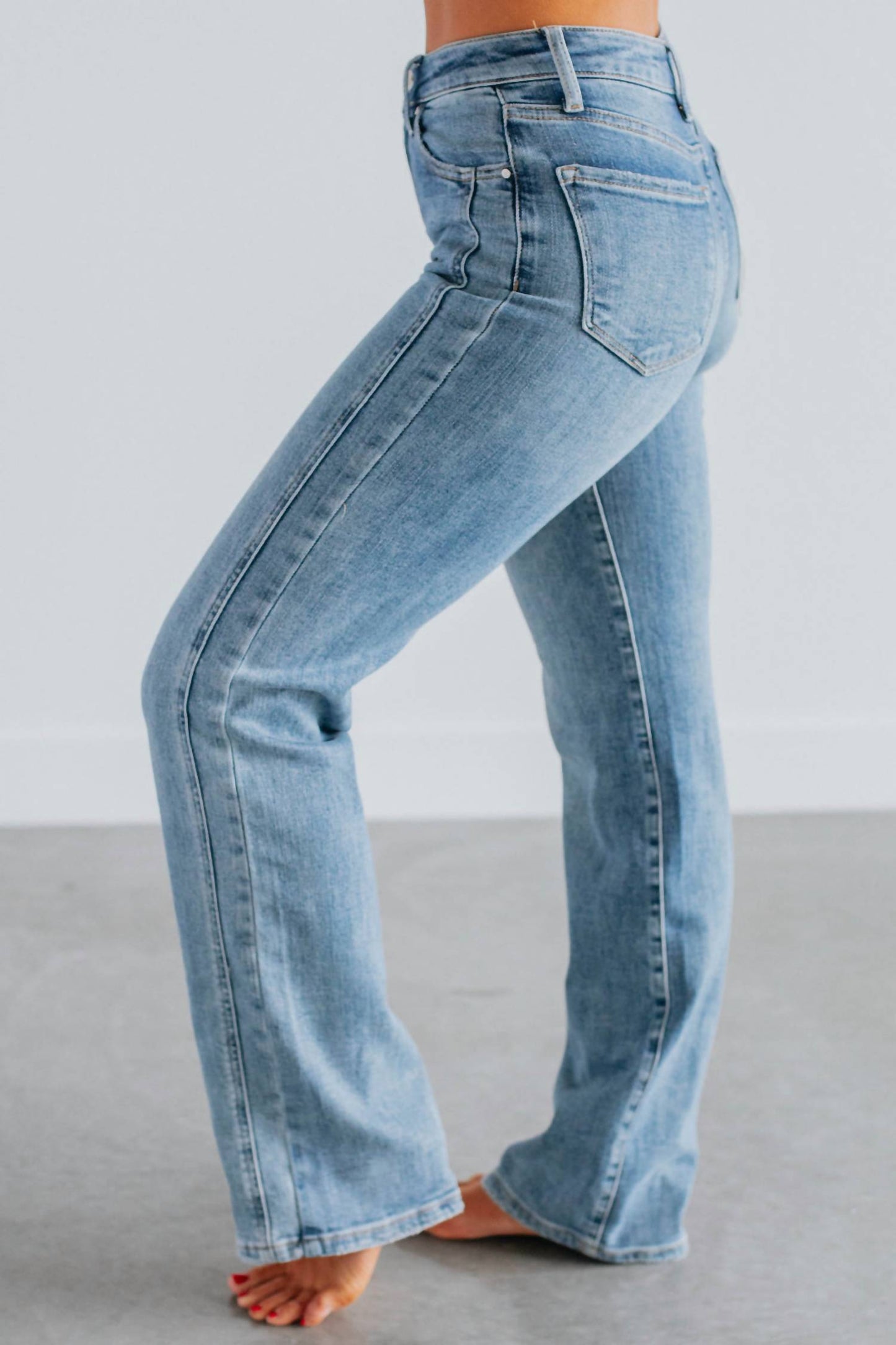 Risen - Mid Rise Side Panel Straight Jeans
