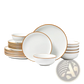 18 Piece White Ceramic Dinnerware Set with Gold Rim