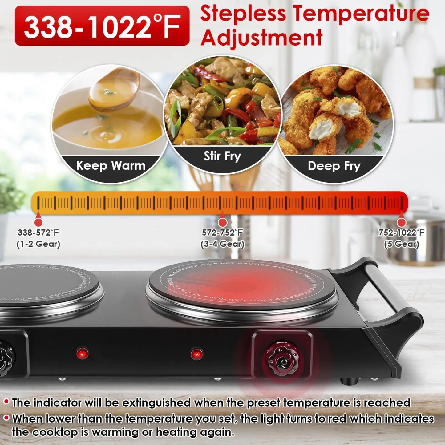 1800w Electric Double Burner Portable Infrared Hot Plate
