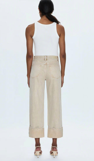 Pistola - Calça Jeans Ryder de Cintura Alta com Punhos e Perna Reta