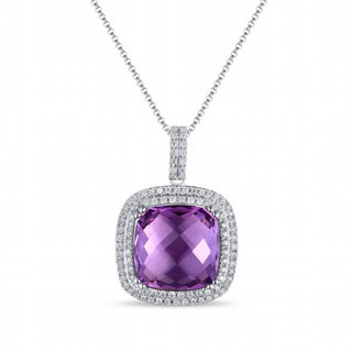 Diana M Jewels - Pingente de ametista com halo duplo de 4,17 cts