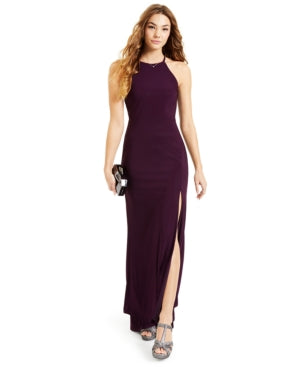 womens-purple-slitted-halter-maxi-evening-dress