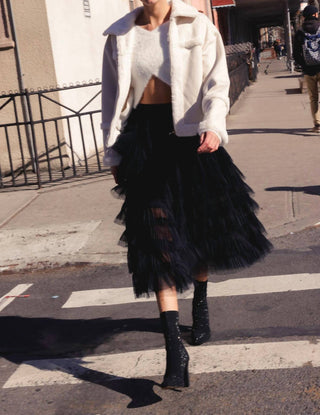 Elan - Saia midi em camadas de tule